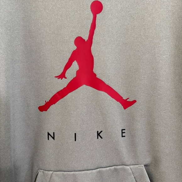 Nike air Jordan Gray Hoodie sweatshirt with Red Logo size XL - Picture 2 of 5